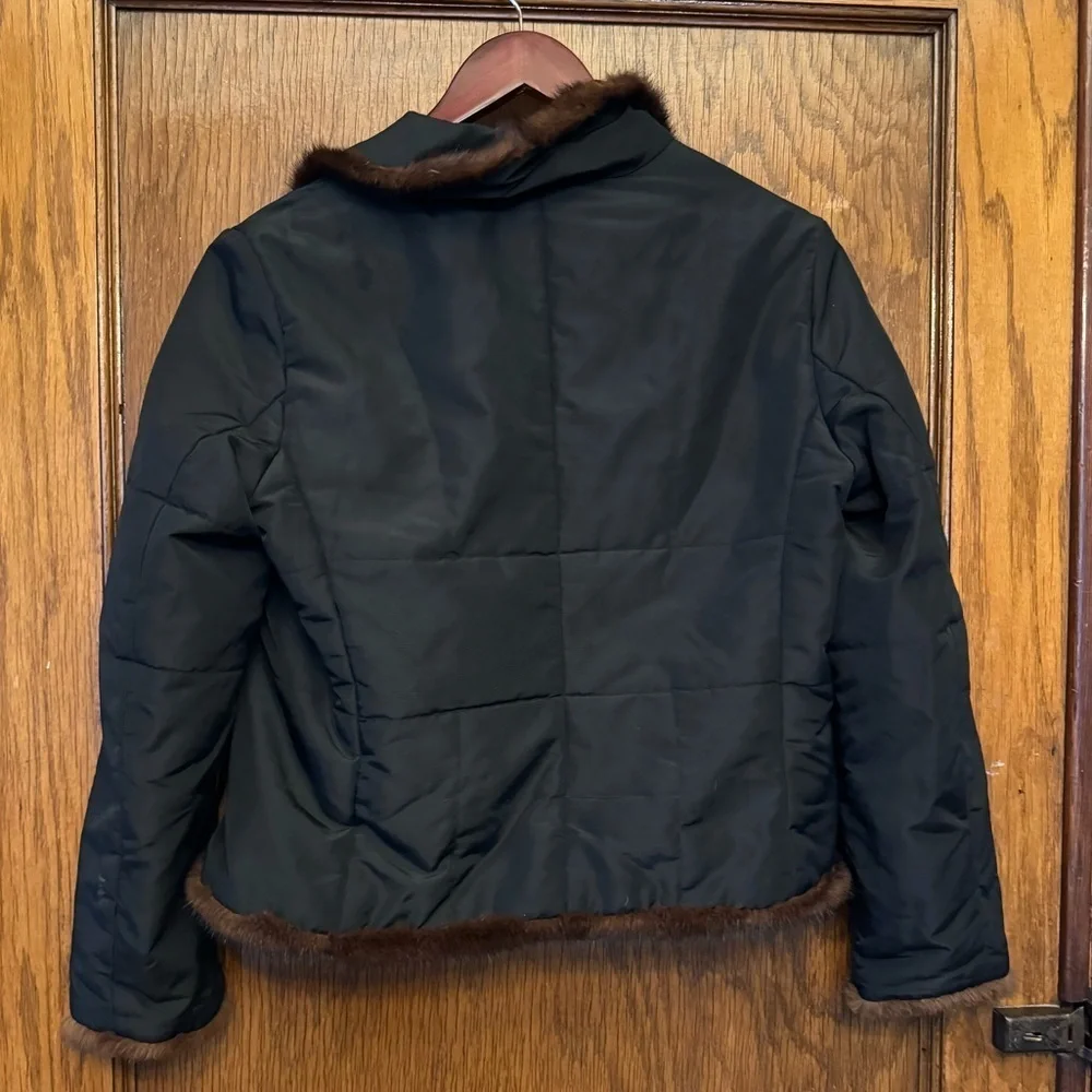 Andrew Marc Polyester Jacket with Mink Fur Trim
